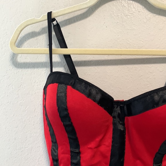 Y2K Red Black Goth Corset Top - Picture 2 of 7